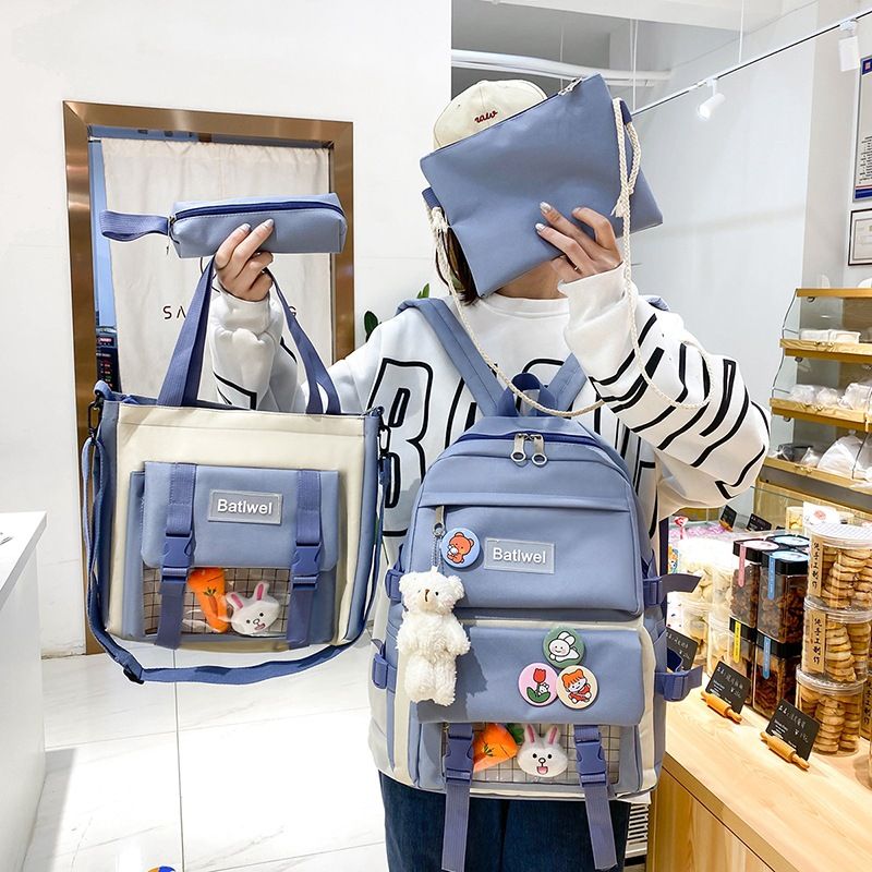 4pcs/Set Backpack Women Canvas Travel Bookbags School Bags Laptop Teenage girls 4pcs/Set Backpack Women Canvas Travel Bookbags School Bags Laptop Teenage girls