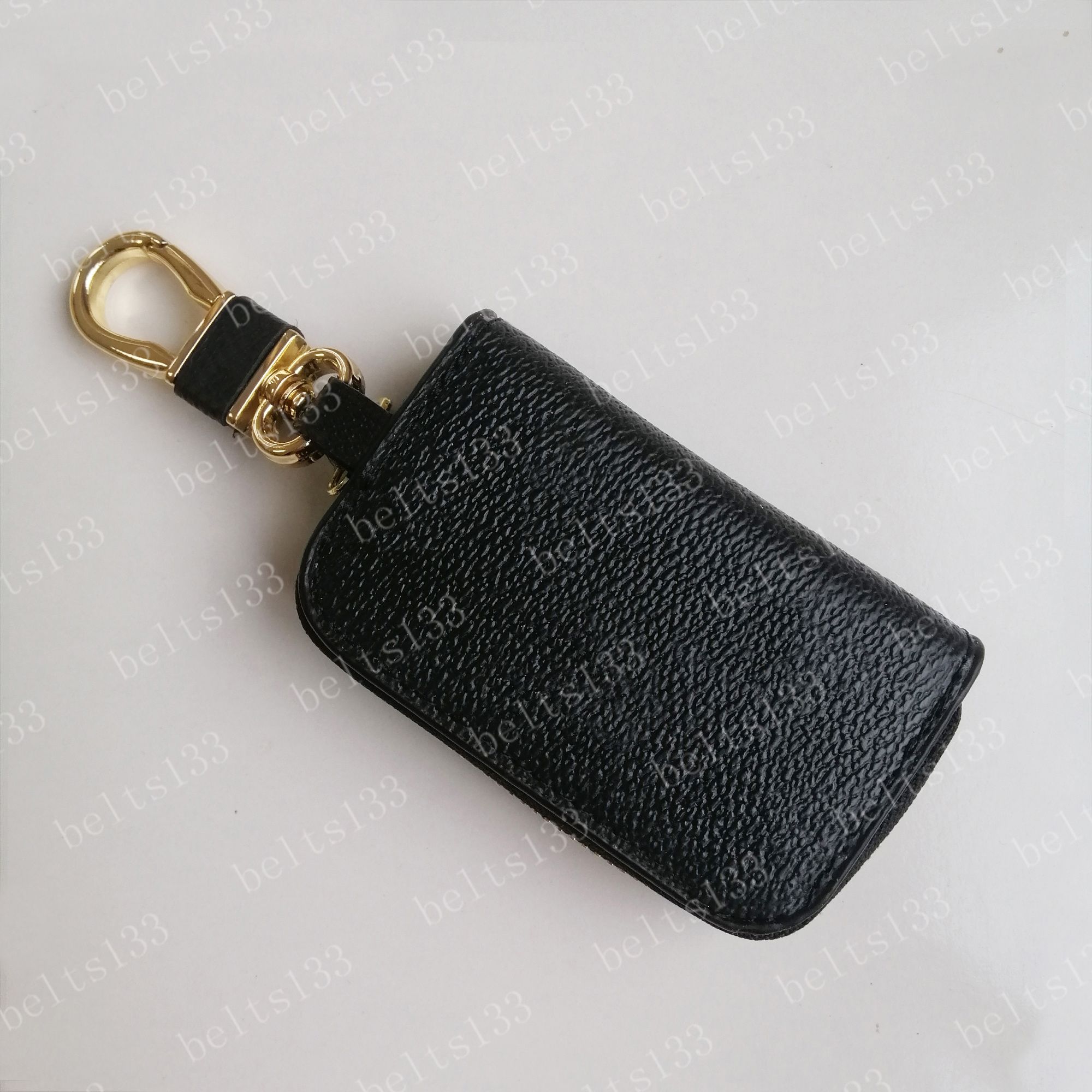 Handmade Leather Keychain Pouch With Key Buckle Fashionable Brown