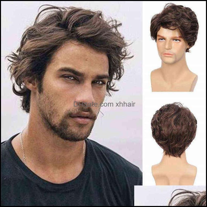Synthetic Wigs Hair Products Wavy Mens S Brown Short Shaggy Style Layered  Cosplay Daily Male Wig Drop Delivery 2021 Lxd7P