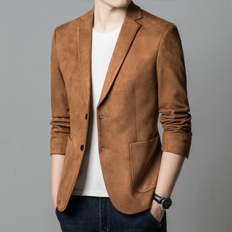 Compra Trajes Para Hombres Blazers De Alta Calidad Khaki Terciopelo Americana  Hombre Slim Fit Guedo Negro Cuero Chaquetas De Moda Marido Ropa De Moda  Barato | Entrega Rápida Y Calidad | Es.Dhgate