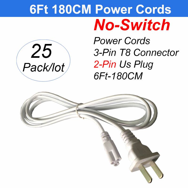 2Pin 6Ft 180cm Power Cords NO Switch