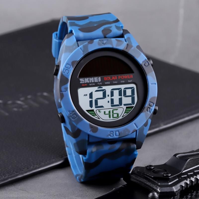 Groothandel Stijlvolle En Goedkope Voorzien Zijn Van Multifunctionele Zonne  Energie Horloge Mannen Wekker 50bar Waterdicht PU Riem Digitale Militaire  Analoge Hombre Polshorloges |DHgate