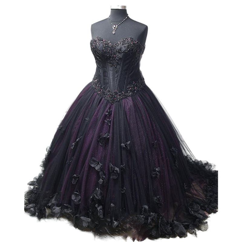 Gothic Black And Purple Masquerade Prom ...