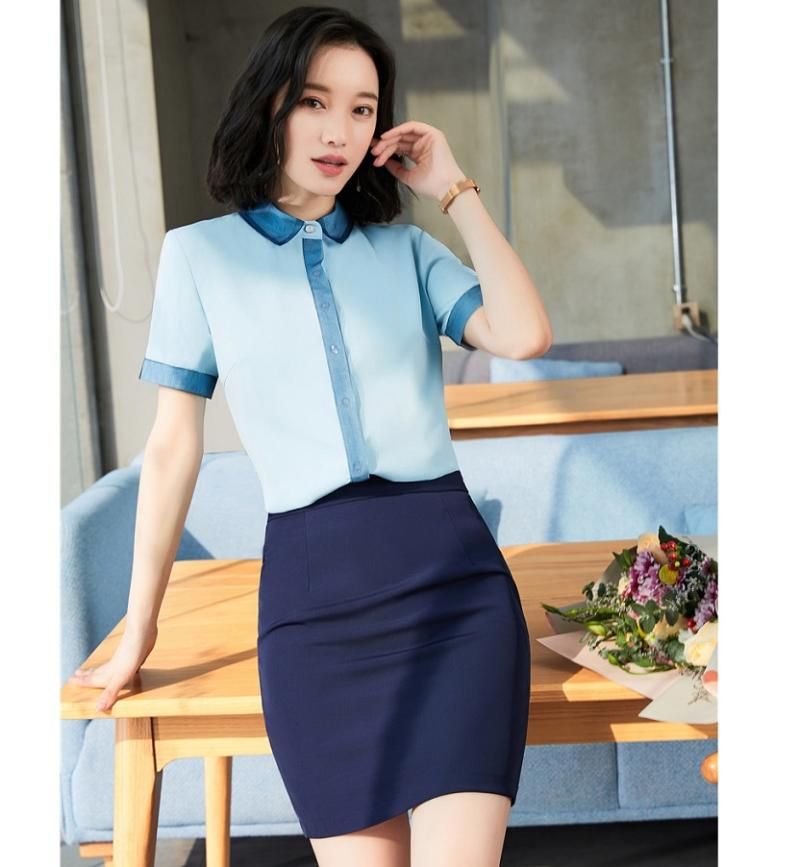 Blusas para mujer Oficina de verano Damas Cielo Azul Mujer Blusa y Conjuntos