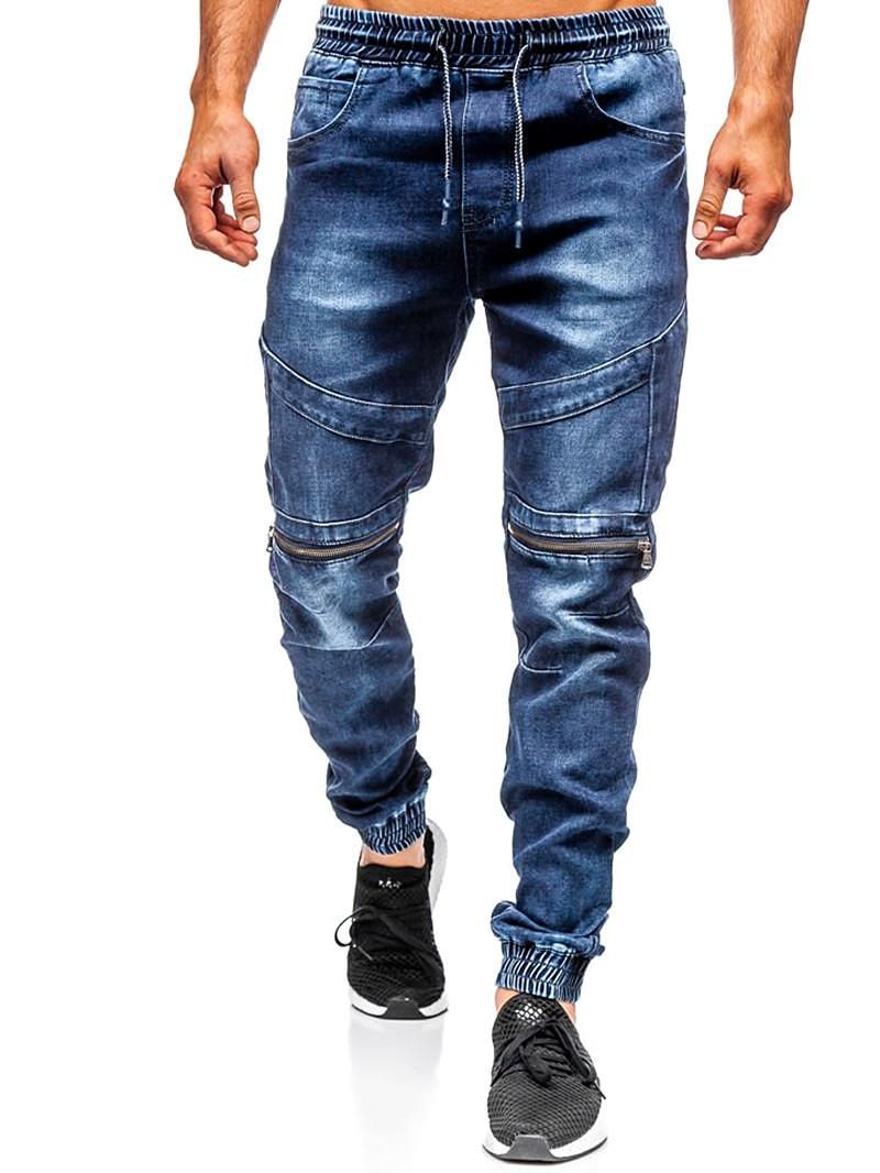 Compra Hombres Jeans Jogger Ropa Pantalones Azules Para Hombre Skinny Jean  Man Zip Streetwear Cremallera Hombres Barato | Entrega Rápida Y Calidad |  Es.Dhgate