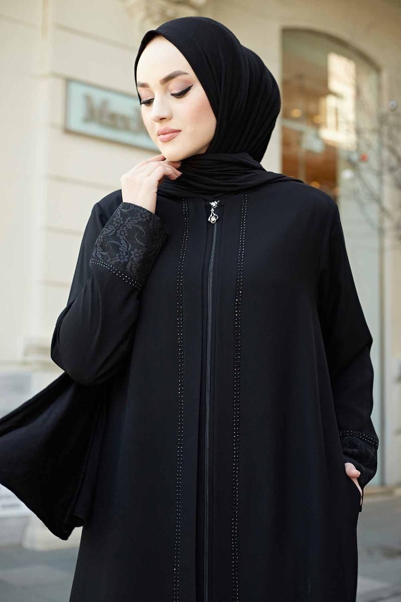 Ropa étnica Encaje detallado Abaya vestido Turquía Muslim Moda Islam Dubai  Estambul Istanbulstyles 2021