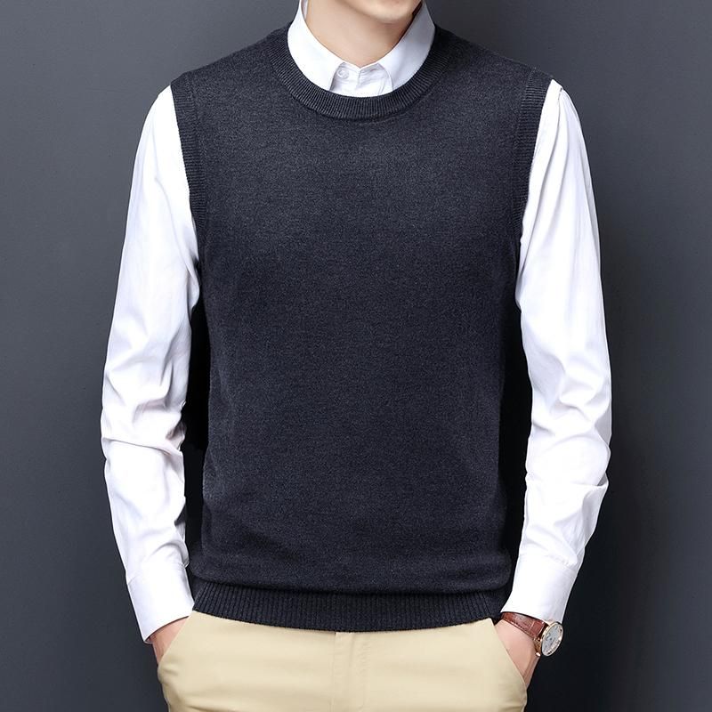 Mens Vests Men Round Neck Sweater Vest 