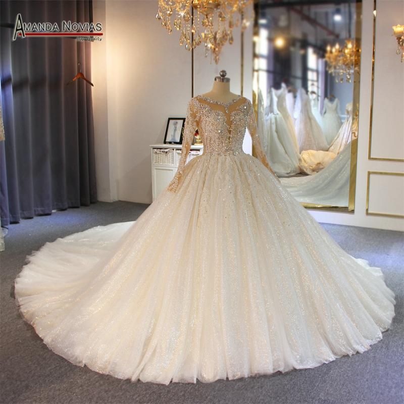 Compra Otros Vestidos De Novia Gelinlik Vestido De Noche Cuentas De Lujo De  Lujo Con Brillo Brillante Amanda Novias Trabajo Real Barato | Entrega  Rápida Y Calidad | Es.Dhgate