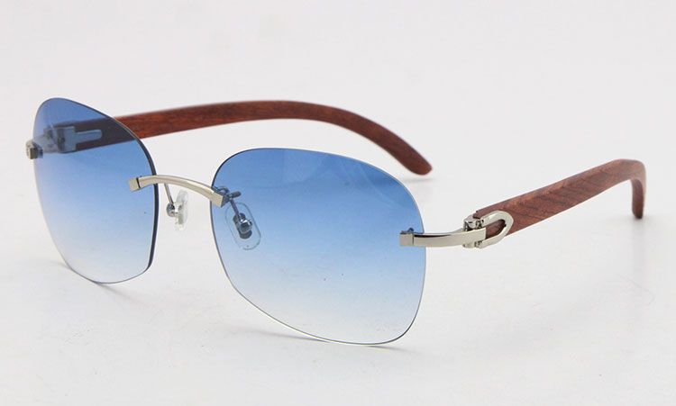 908 Wood Silver Blue Lens