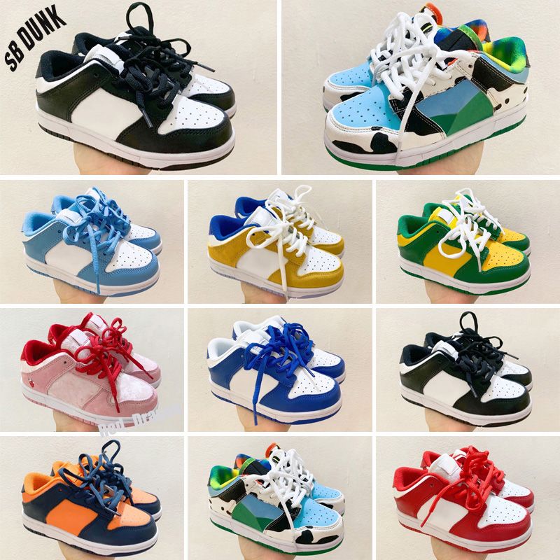 Nike SB Dunk Low Ölü Beş Ayılar Çocuk Kaykay Ayakkabıları 2021 Süet Yürüyor Sarı Yeşil Mavi Pembe Mavi Ayı Çocuk Sneakers Boyutu 24-35
