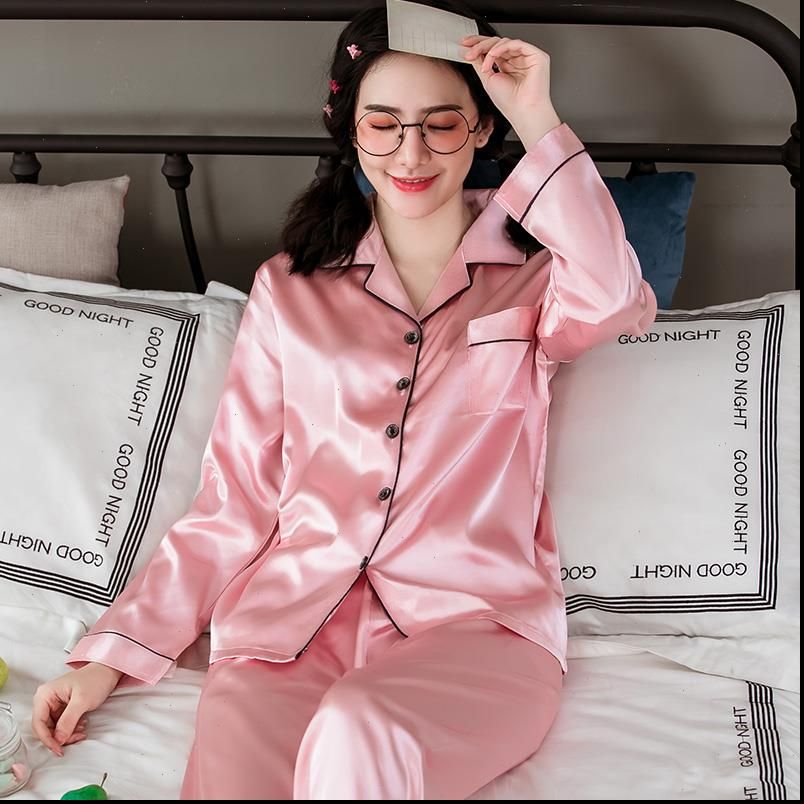 Pijamas Seda Pijamas Satin Mujeres Sleepwear Ropa Home Pigama Set Plus Tamaño De 53,39 € | DHgate
