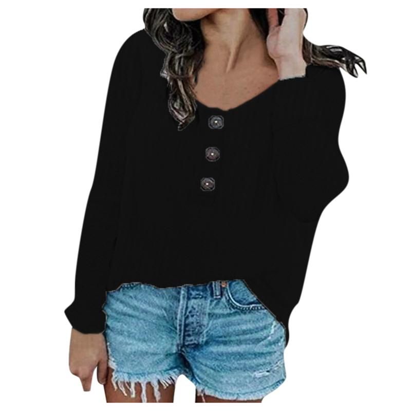 Blusas De Manga Larga Para Mujer Cuello Redondo Color Sólido Blusas De Manga Larga Para Mujer Cuello Redondo Color Sólido