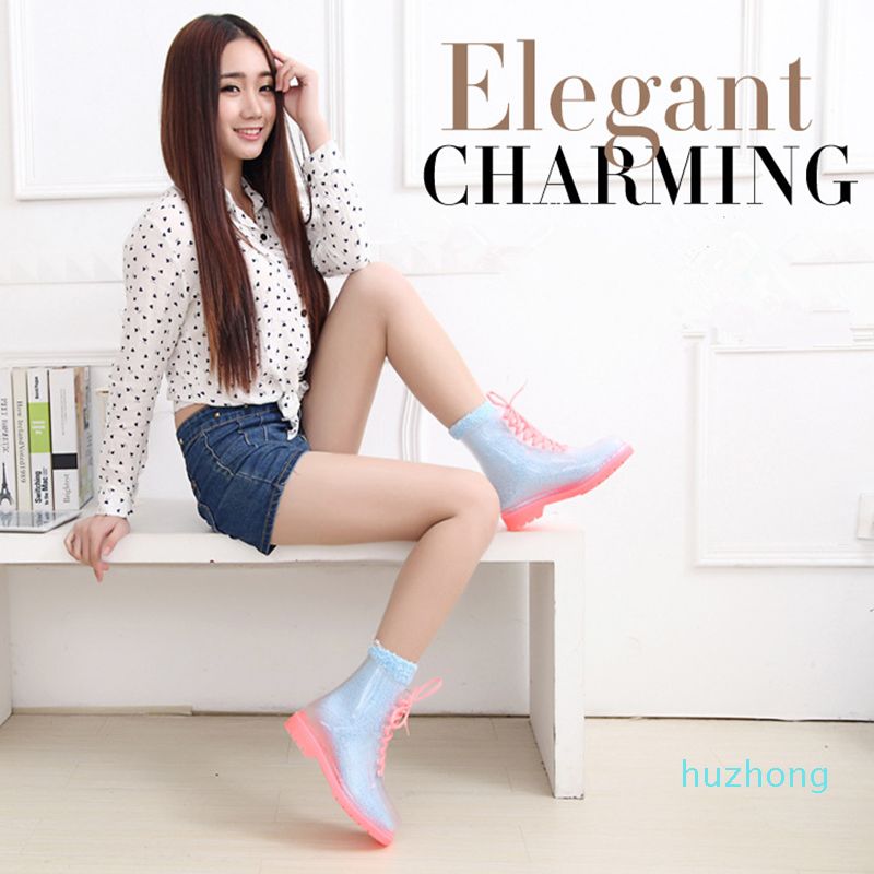 Compra Nueva Llegada es Botas De Lluvia Transparentes Mujeres Impermeable  Martin Botas De Agua Zapatos De Jalea De Agua Botas Feminina Zapatos Mujer  Barato | Entrega Rápida Y Calidad | Es.Dhgate