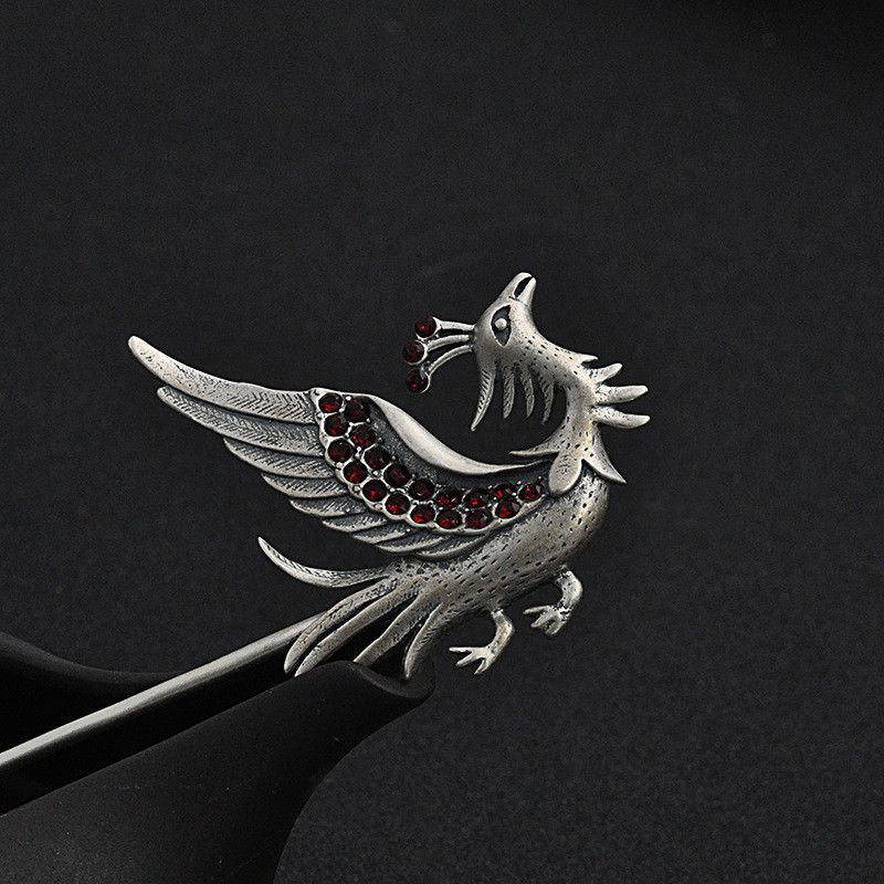 925 Sterling Silver Animal bird Phoenix Hair Stick For Women Antique Long Hair Decorated With Ethnic 925 Sterling Silver Animal bird Phoenix Hair Stick For Women Antique Long Hair Decorated With Ethnic