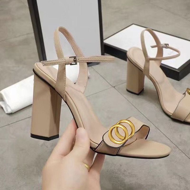 Special-Shop Sandals Female Thick with high-Heeled Shoes Suede Open Buckle with Womens Shoes 