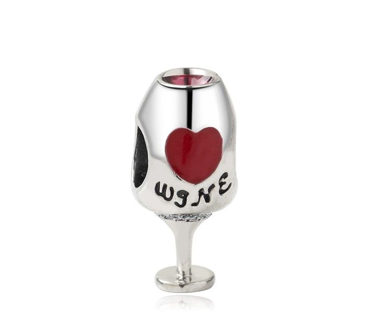 Se adapta a pulseras Pandora 20pcs de de vino de vino, esmalte rojo, perlas,