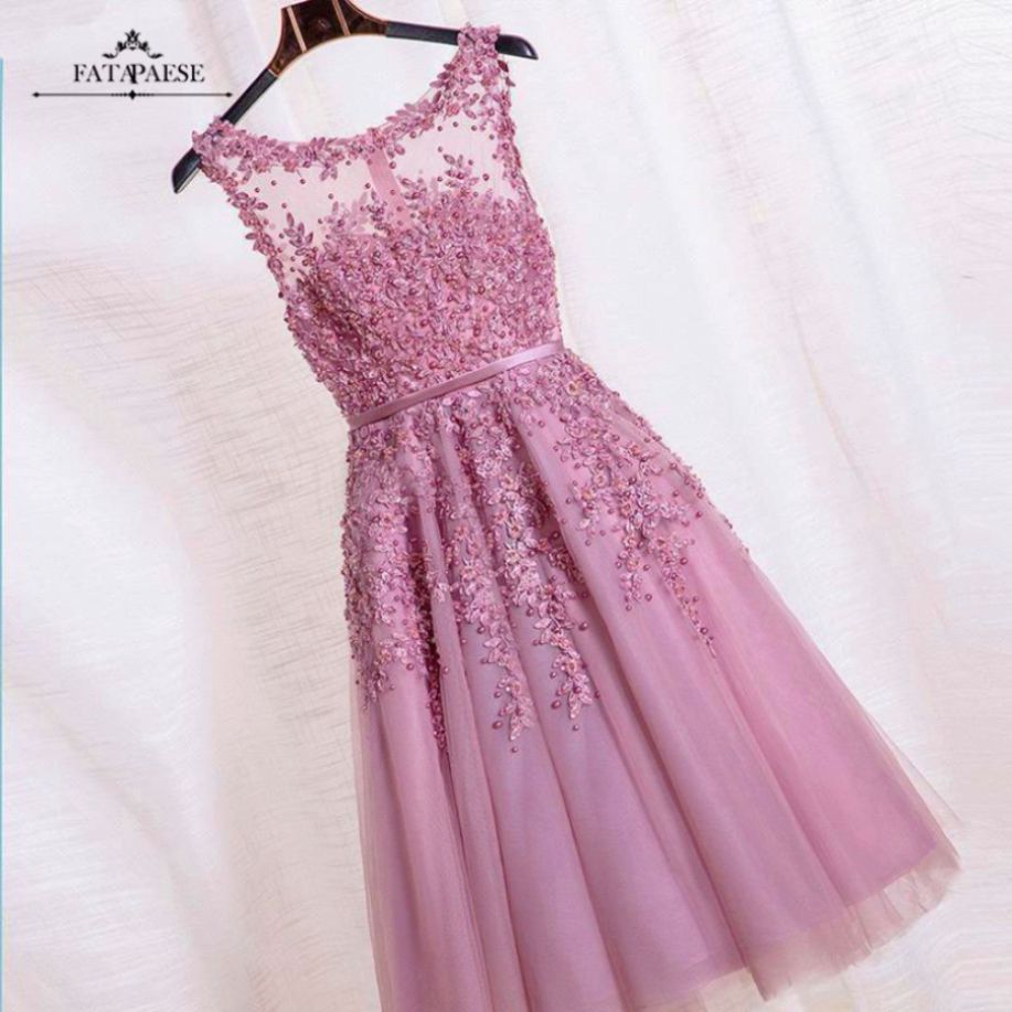 Compra Vestidos De Cóctel De Encaje Corto Rosado Ilusión De Ilusión Amor De  Encaje Perlas Noche Fiesta De Fiesta Apliques Dama De Huéspedes Vestido De  Invitado CPS298 Barato | Entrega Rápida Y