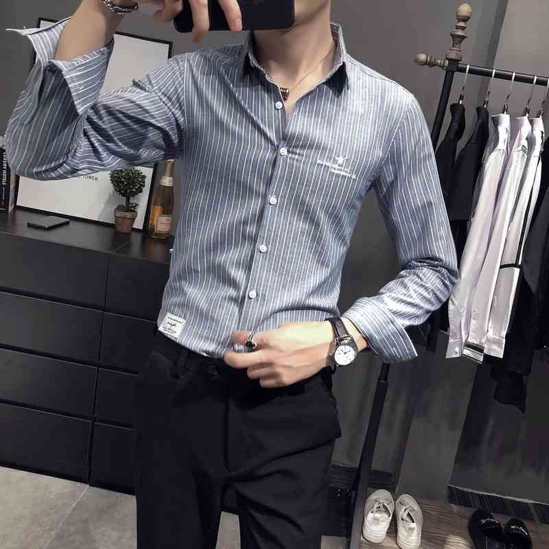 Compra Camisas Casuales Para Hombres Primavera Novo Luxo Listado Camisas  Para Roupas Masculinas Manga Longa Simples Negcios Formal Ropa Bordado  Blusa Homme Magro Kvsw Barato | Entrega Rápida Y Calidad | Es.Dhgate