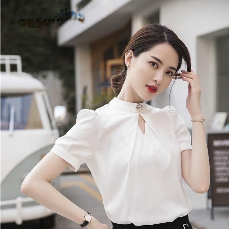 Manga Corta Moda Estilos Blusas Camisas Para Mujeres Trabajo Trabajo Trabajo Damas Elegante Blanca Casual Tops Femenino De 35,13 € | DHgate