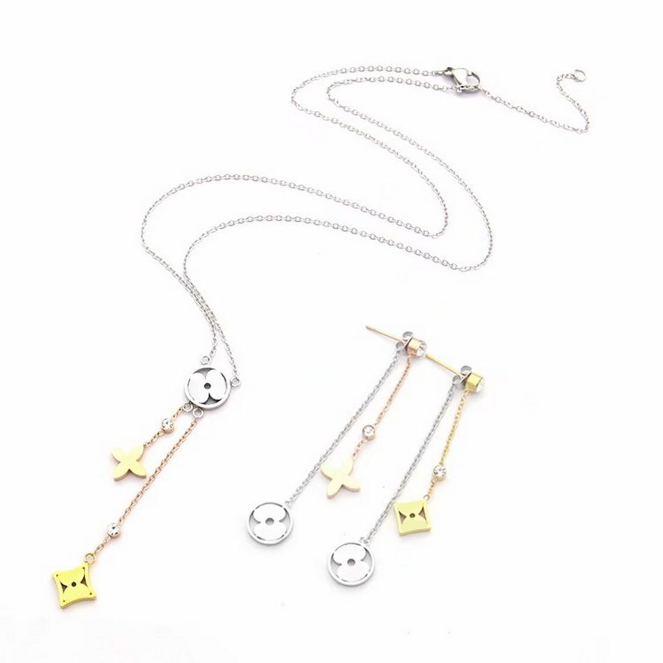 Halskette + Ohrringe aus Weißgold