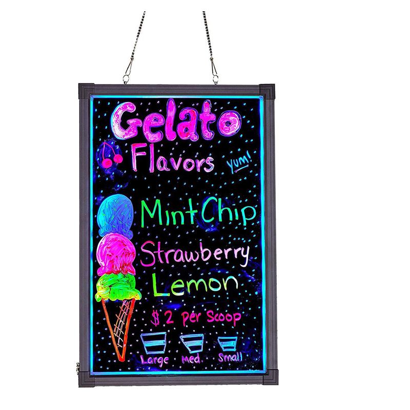 LED Message Writing Board 32"x24" Illuminated Erasable Neon Restaurant Menu Sign 
