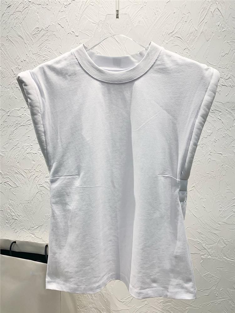 Compra Camiseta De Las Mujeres Estilo De Verano De Algodón Sin Mangas,  Elegante Y De Moda Muselina De Alta Calidad Top Costuras Blancas Barato |  Entrega Rápida Y Calidad | Es.Dhgate