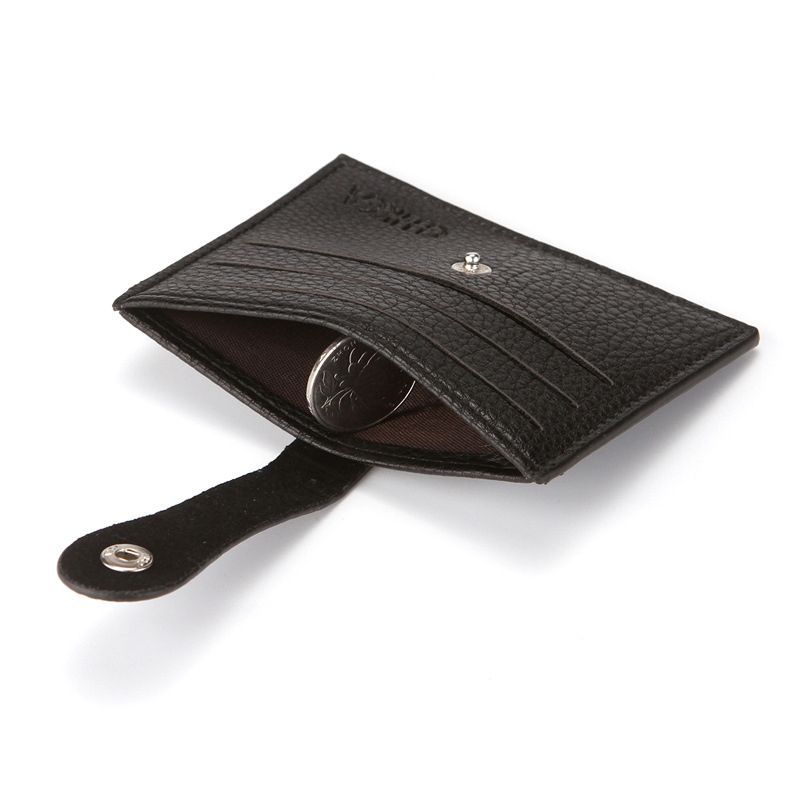 Textura Monedero Monedero Titular de la tarjeta de los Patrón de Lychee Black Cool Titular de la tarjeta Hebilla Pequeño Polso Slim Business Identificación de la Caja Money Pocket