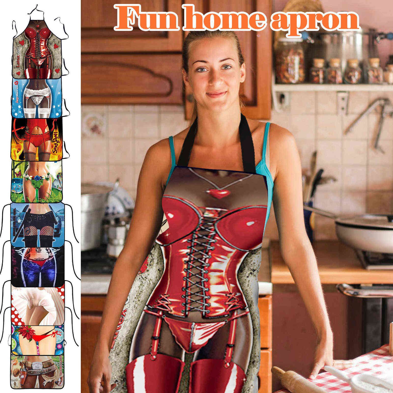 Apron Funny Sexy Bikini Creativity Kitchenfor Men Women Home Cleaning Tool  Waterproof Cotton Linen Easy to