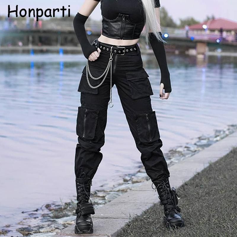 Acquistare Streetwear Safari Style Punk BF Pantaloni Cargo Donne Vita Alta  Multi Tasche Pantaloni Zipper Pantaloni Da Donna Abbigliamento Femminile  Capris Donne Economico | Consegna Veloce E Qualità | It.Dhgate