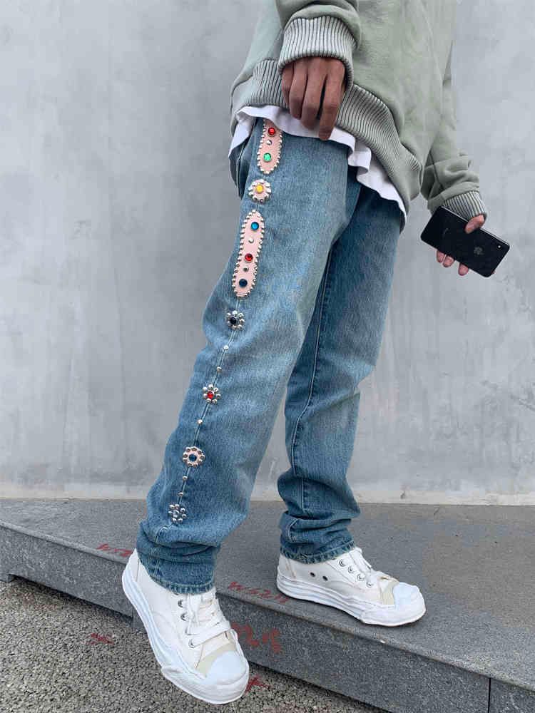 Twist Nail Leather Washing Jeans Mens 