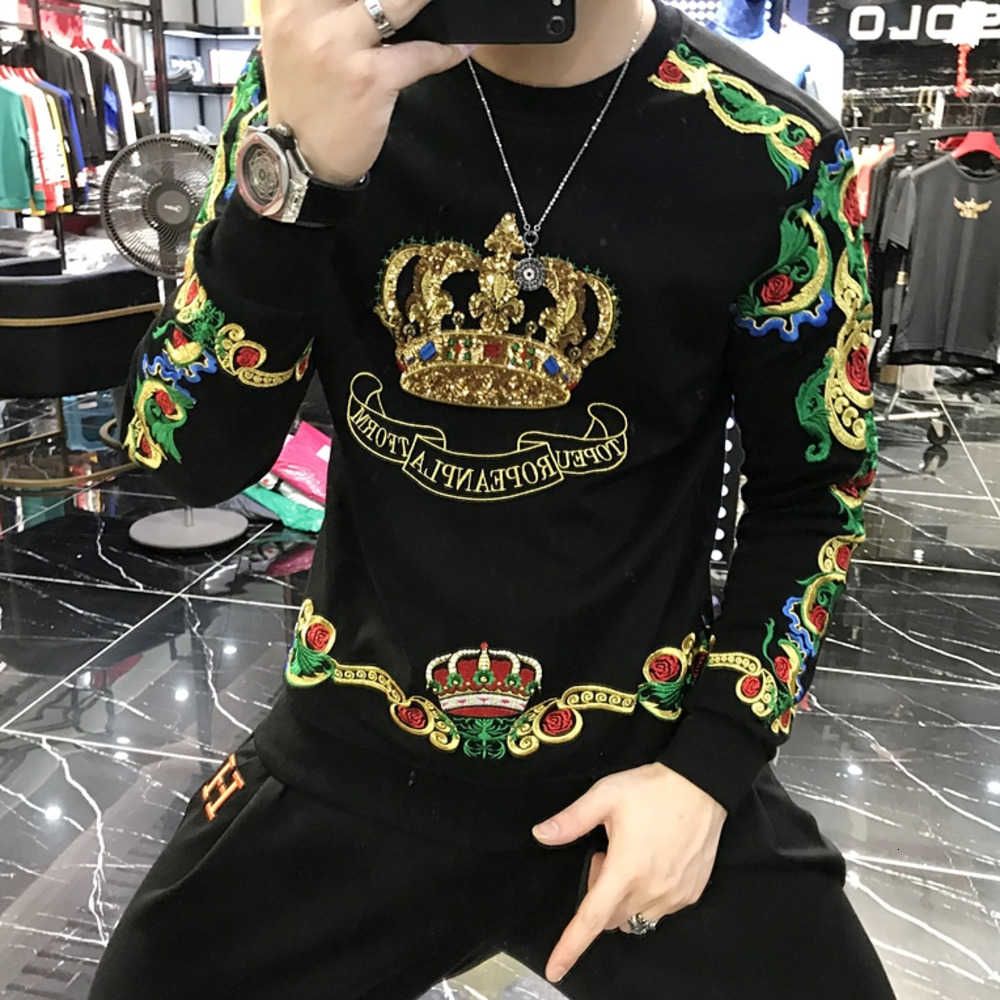 Compre Lujo Oro Negro Bordado Lentejuelas Sudaderas Hombres Sudadera Hombre  Barroco Club Outwear Sudadera Homme Harajuku Sudadera A 17,48 € Del  Dressjies | Es.Dhgate.Com