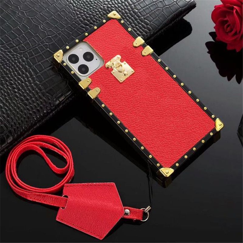 Fashion Square Leather Phone Case For iPhone 11 12 Pro Max XS MAX