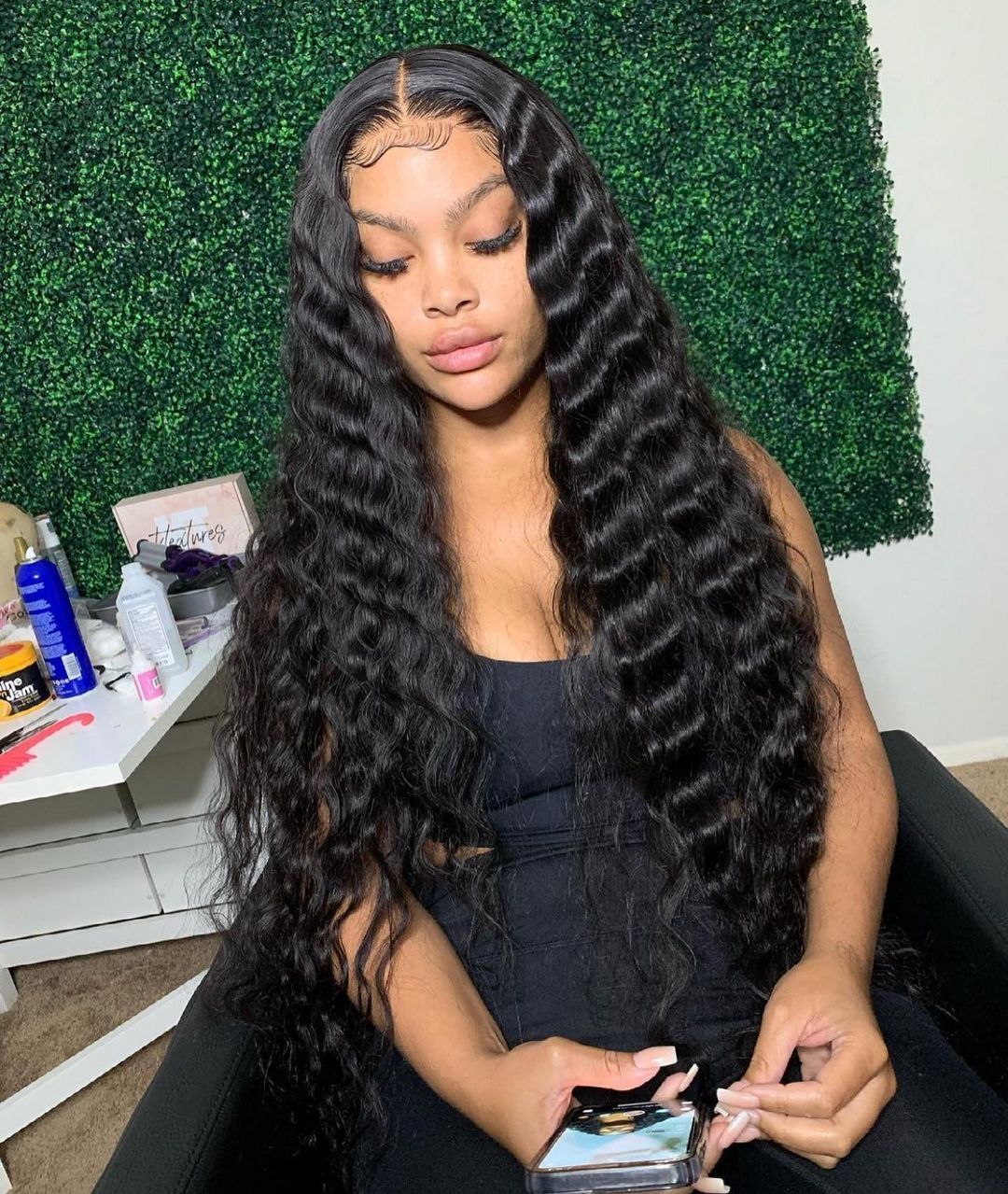 Loose Deep Wave Synthetic Lace Front Wigs Long Synthetic Wigs Natural Hairline Deep Wavy Fiber Hair Wigs For Black Women Loose Deep Wave Synthetic Lace Front Wigs Long Synthetic Wigs Natural Hairline Deep Wavy Fiber Hair Wigs For Black Women