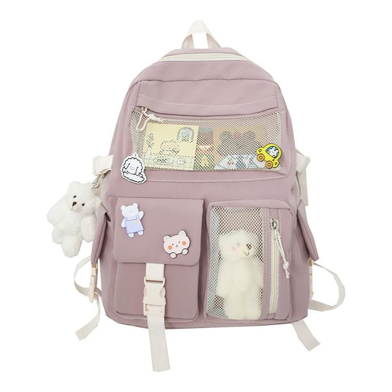 1pc Students Backpacks Large Capacity Travel Bag Solid Harajuku Student  Schoolbag Backpack girl boy Bag Unisex backpack