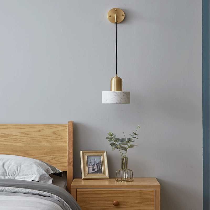 Lámpara de pared dormitorio junto la moderna minimalista luz de lujo cobre marmol nórdico