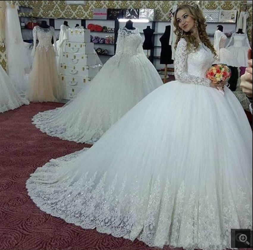 Vestido de Novia 2021 Vintage Bola Vestido de manga larga Vestidos de novia  Abalorios Apliques Musulmanes
