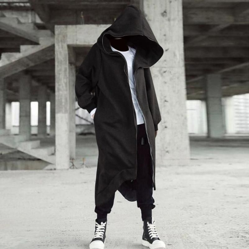 Compra Chaquetas Para Hombres Fashiona Estilo Oscuro Larga Sudadera Abrigo  Gótico Streetwear Flojo Otoño Invierno Cremallera Casual Fleece Hombre Con  Capucha Barato | Entrega Rápida Y Calidad | Es.Dhgate