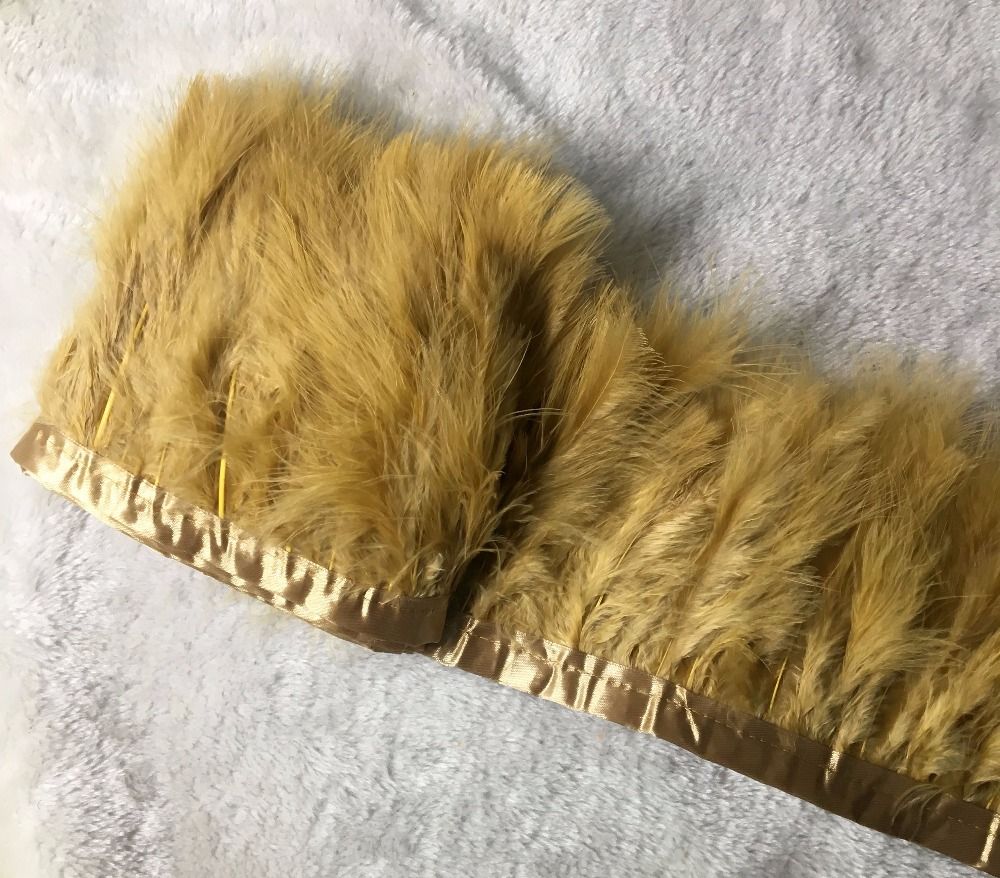 10 metros / lote 5-6 pulgadas de color oro plumas de color pluma pluma para coser pavo franja con trajes de fibroncos satinados Caracterios de plumas