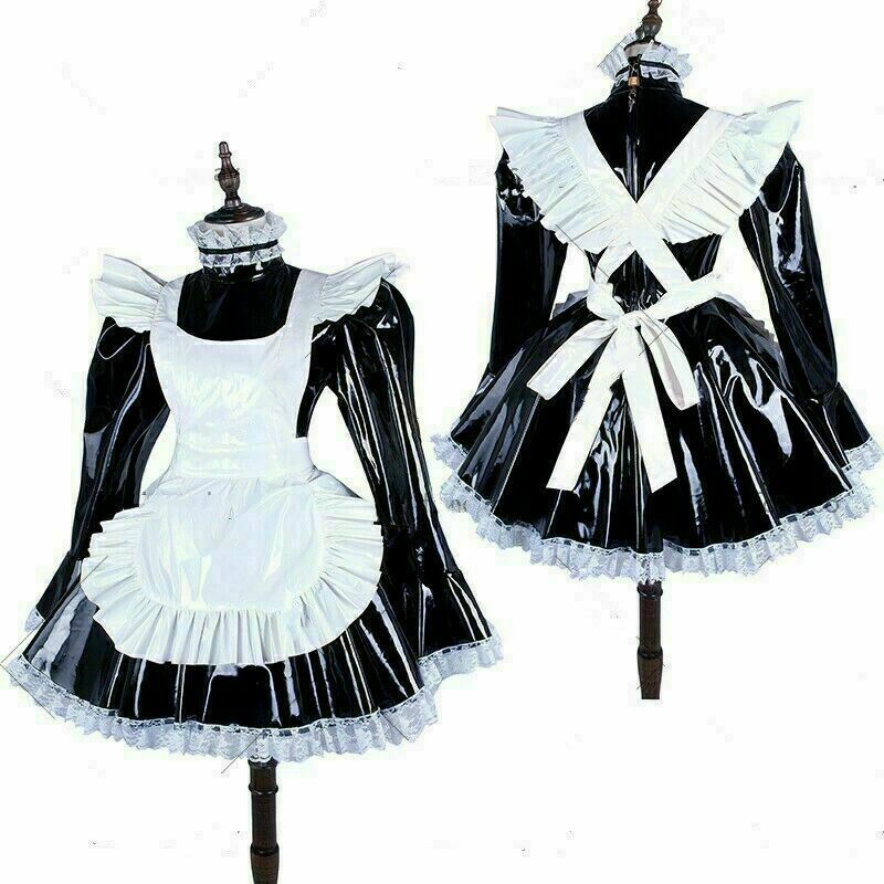 lockable Sissy maid PVC vinyl dress  cosplay costume Tailor-made