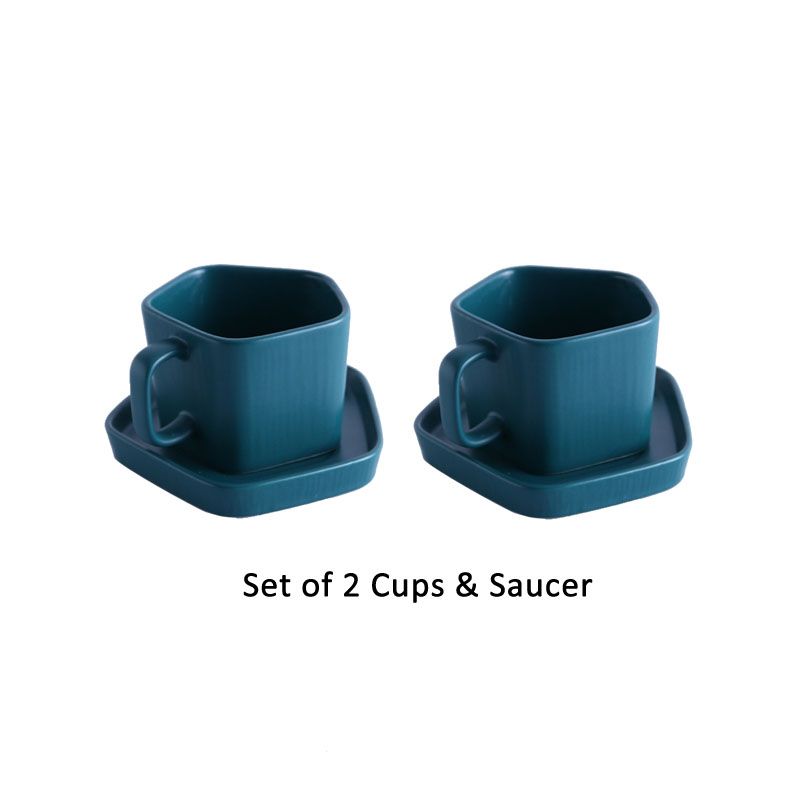 Set of 2 Cup & Saucer Teal Green