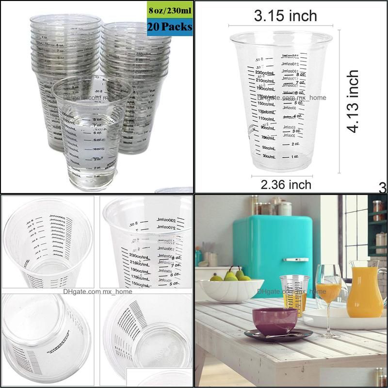 20 8oz Disposable Graduated Clear Plastic Cups for Mixing Paint, Stain,  Epoxy, Resin