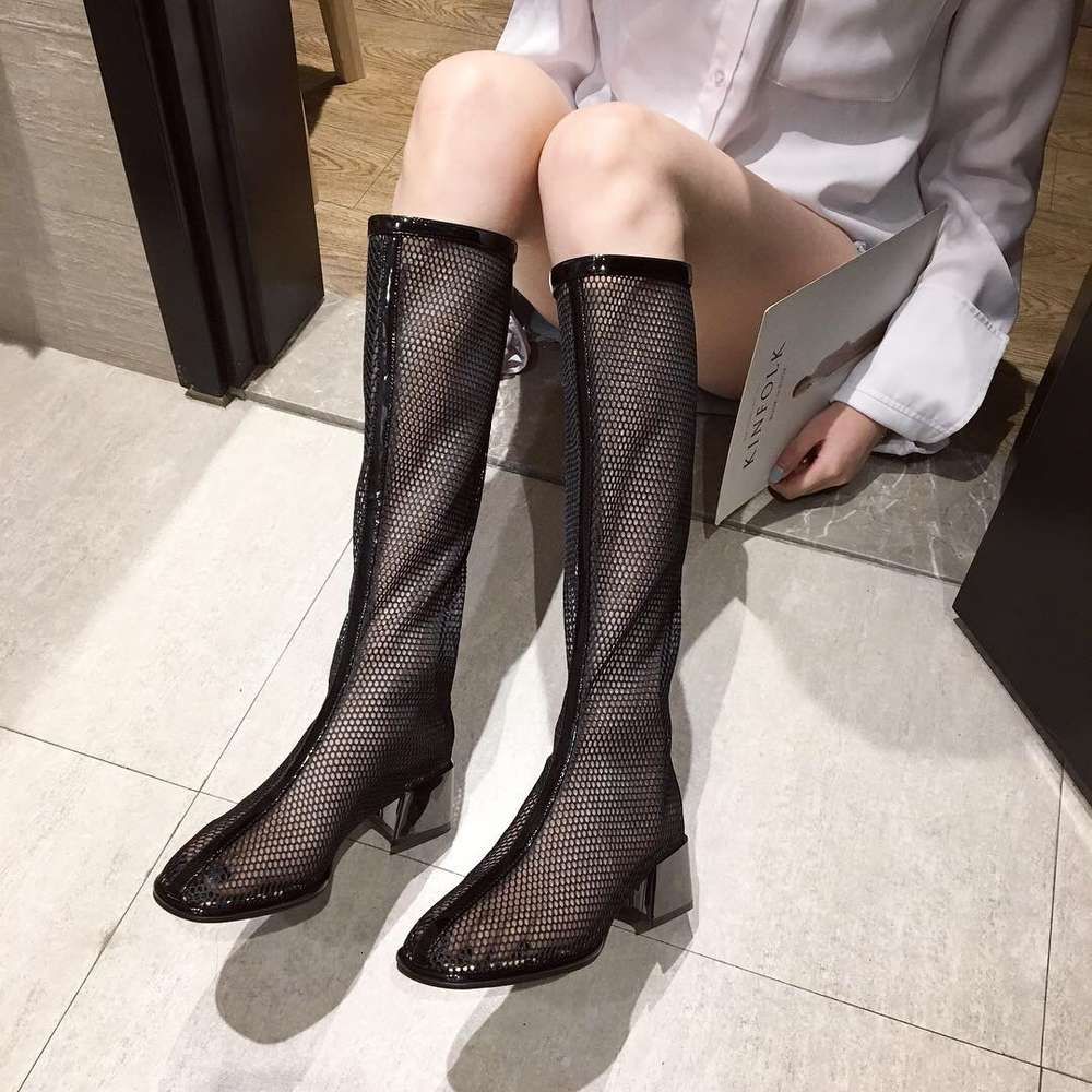 2021 Laarzen 2021 Zomer Cool Vrouwen Hoge Buis Ademende Rug Rits Ronde  Hoofd Mesh Spiegel Dikke Hak Netto Vrouwen Van Chenfass, 73,26 € |DHgate
