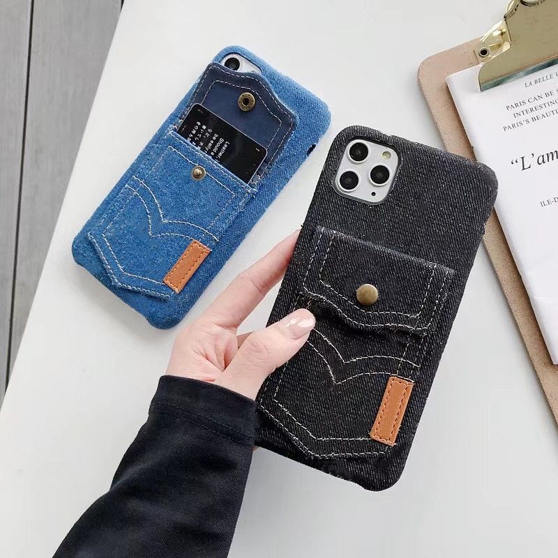 Designer Fashion Cell Phone Cases for iphone 13 Pro Max 12 Mini 11 Pro X XS XR Max 6 S 7 8 Plus Denim Cellphone Shell Cover with Card Pocket