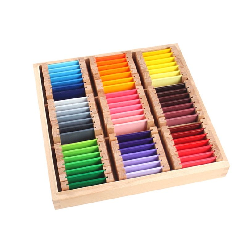 Montessori Sensorial Material Learning Color Tablet Box Wood Preschool Toy 