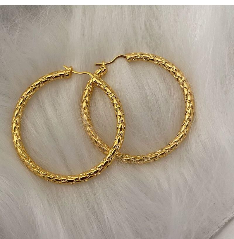 Hoop & Huggie Timeless Wonder Brass XL Snake Skin Hoops Earrings For Women Gothic Boho Top Runway Designer Party Hiphop Trendy Ins Egirl 555