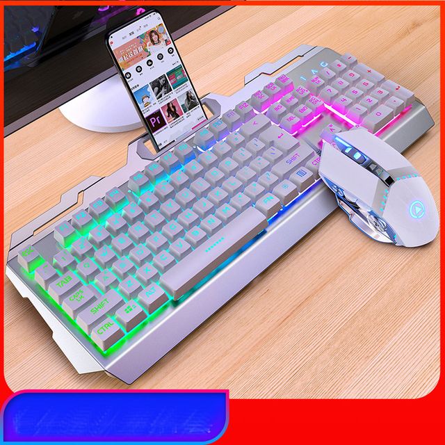 Keyboardmouse branco do arco-íris
