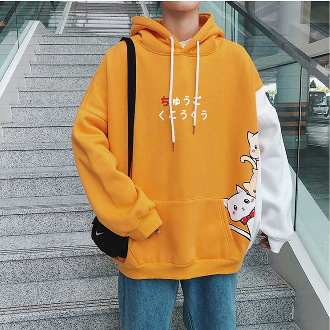 Japanese Style Men Cute Cat Printed Hoodies Harajuku Loose Hooded Sweatshirt  Fashion Tracksuits Male Long Sleeve Hoody Pullovers Y0816 From Mengqiqi01,  $12.62 | DHgate.Com