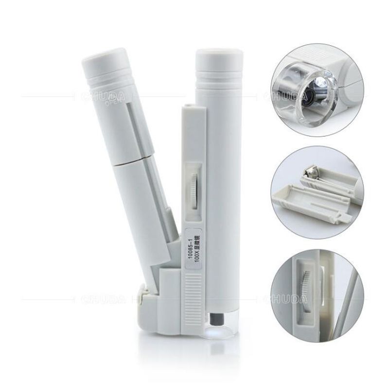 Handheld Microscope 100X Mini Pocket Portable Microscope LED Jewelry  Magnifier