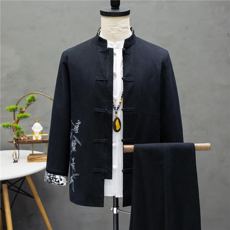 Compra M 4XL Botón De Rana Manga Larga Primavera Autumn Tunic Traje  Conjuntos Blazer + Pantalones De Tobillo China Tradicional Streetwear Hombres  Ropa 4xl Trajes De Hombre Barato | Entrega Rápida Y