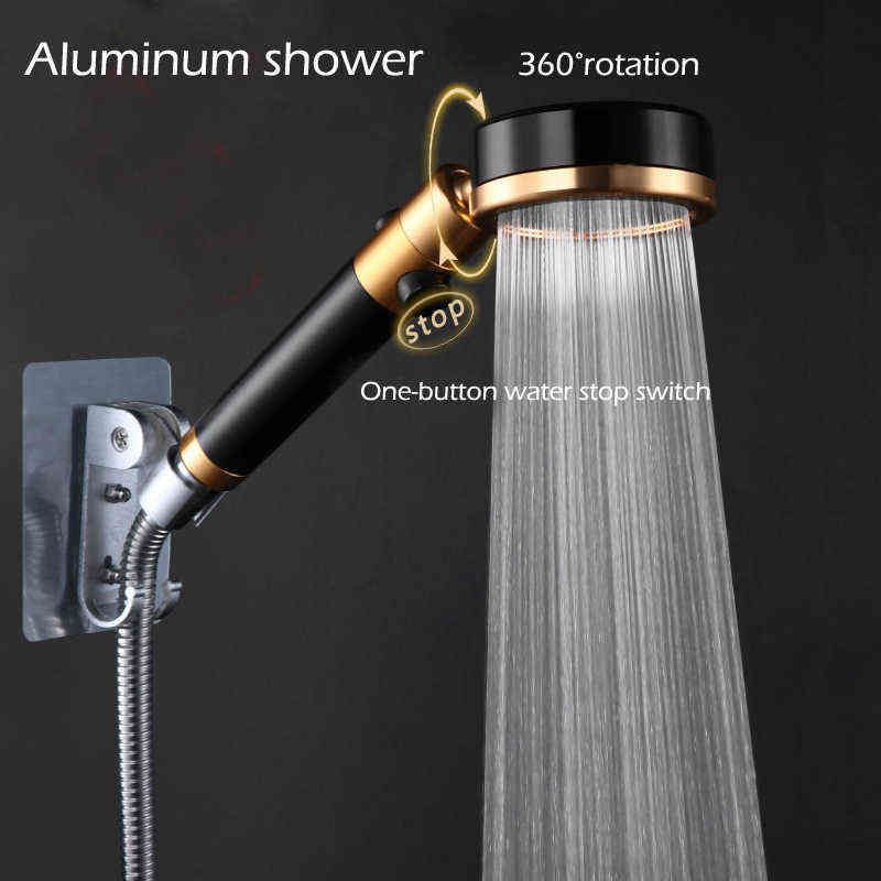 Metal Shower Watering Can Shower Head Gold Aluminum Pressurized Shower